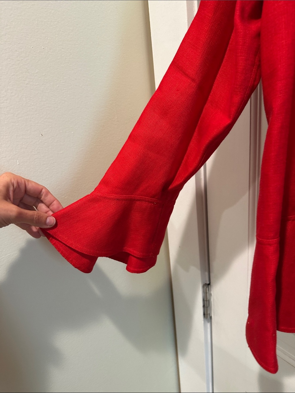 Anne Klein Red Ruffle Front Jacket - Picture 6 of 10